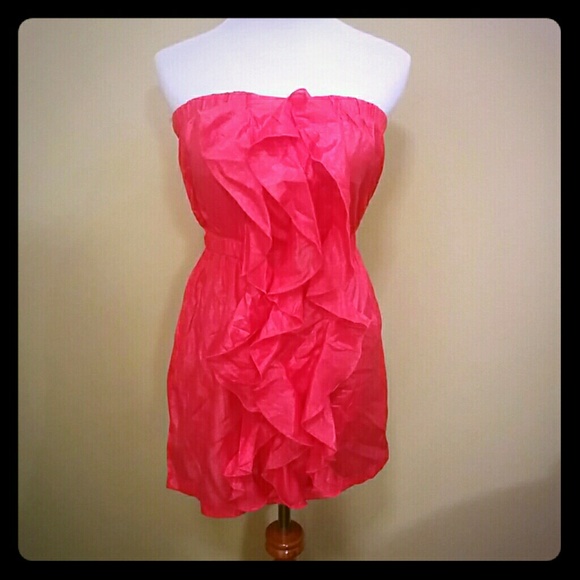 Ruffle front pink mini dress