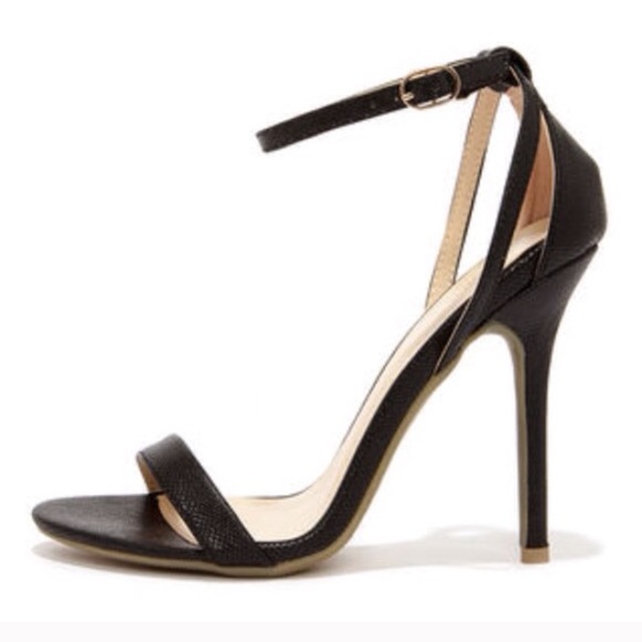 NWOT Black faux leather ankle strap heels