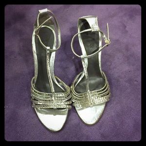 GO MAX SILVER SEQUIN HEELS