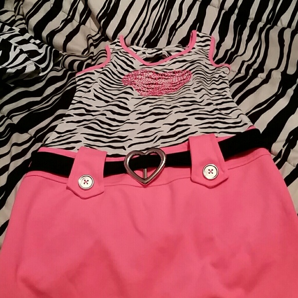 Stylish girls hot pink zebra tank dress
