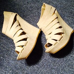 Tall Cream Wedge Heels!!! (Bamboo)