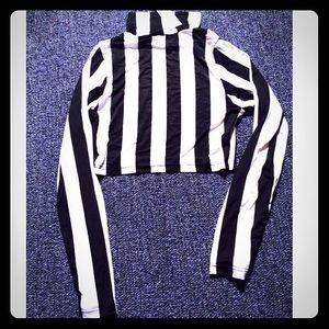 Low Turtle Neck; Black & White Striped Crop Top!!!