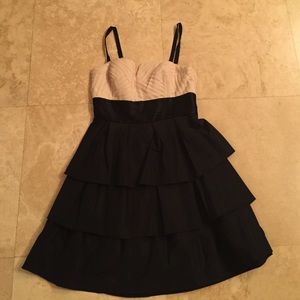 BCBG cream and black ruffle dress. Size 4