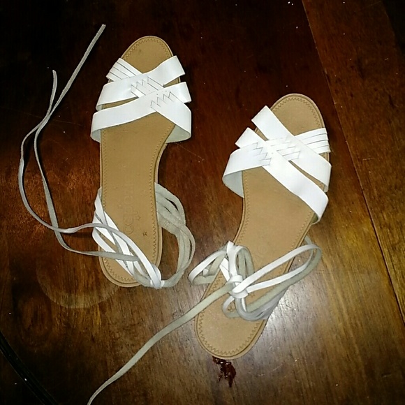 White ankle strap sandals