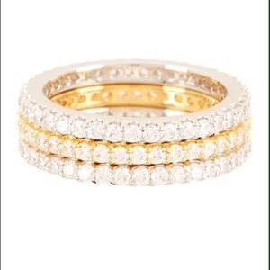 NWT Two-Tone Pave CZ Eternity Band Set