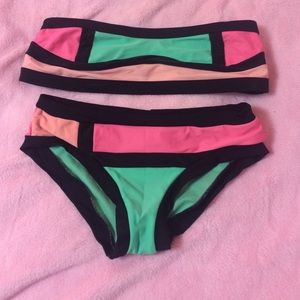 Color Block Strapless Bikini