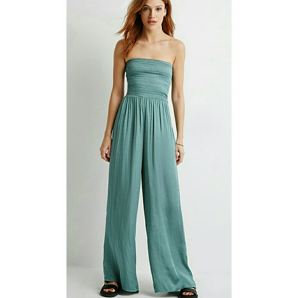 SOLD. Smocked Wide Leg Jumpsuit