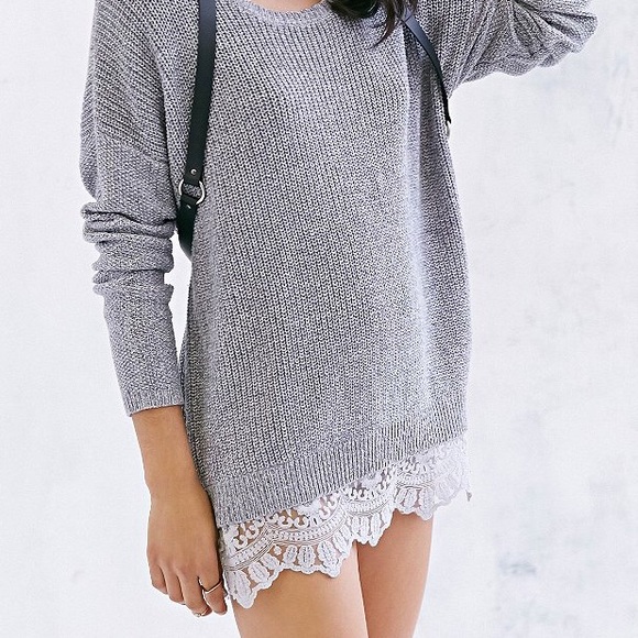 Pins And Needles Lace Trimmed Sweater Dress
