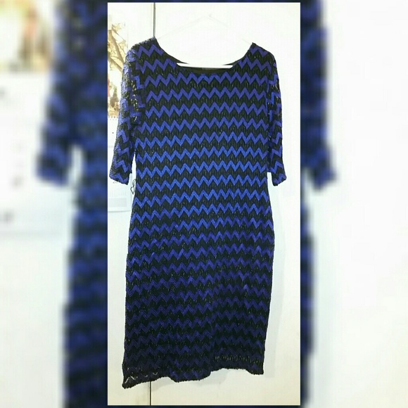 Beautiful blue and black chevron dress