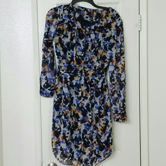Button down print dress