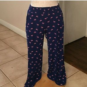 Cute summer pants blue with pink flamingos