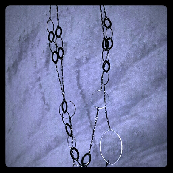Shiny onyx/silver necklace