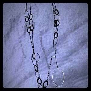Shiny onyx/silver necklace