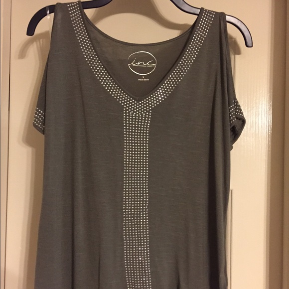 Small, INC army green top