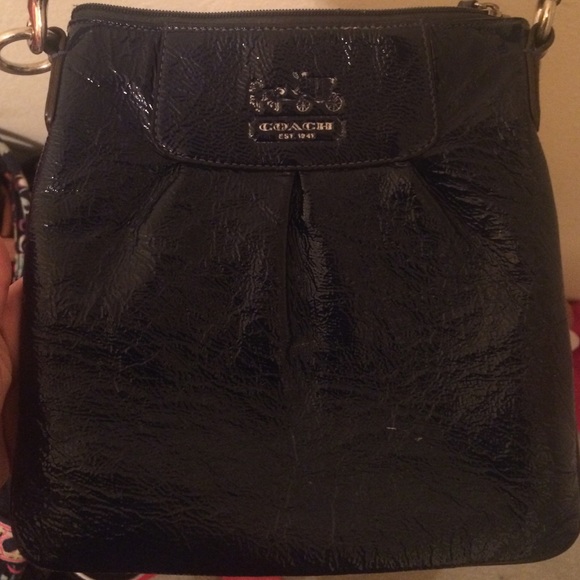Coach patent leather navy cross body