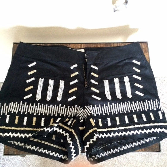 Anthropologie Pants - Embroidered Anthropologie Black Shorts