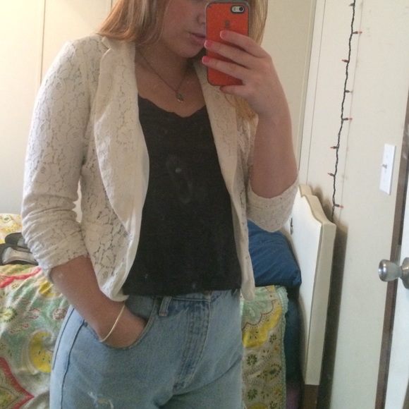 3/4 sleeve lace blazer