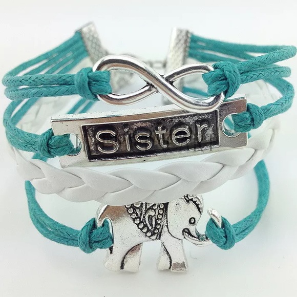 Jewelry - 🆕 Sister Leather Charm Bracelet (teal)
