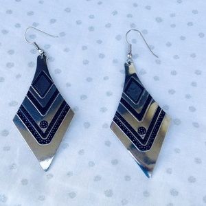 Silver Retro Dangle Earrings