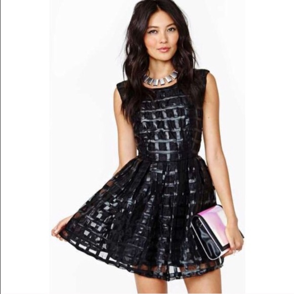 Nasty Gal Grid Lines Faux Leather Dress