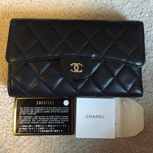 CHANEL authentic lambskin quilted L flap wallet CHANEL authentic lambskin quilted L flap wallet