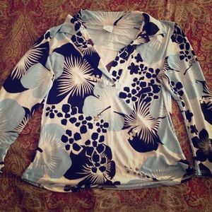 3/4 Sleeve Tropical Patterned Shirt