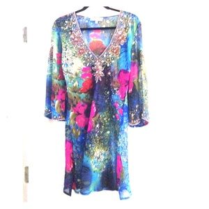 Shear dress with sequin accents