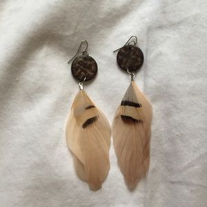 Tan and Brown Feather Earings