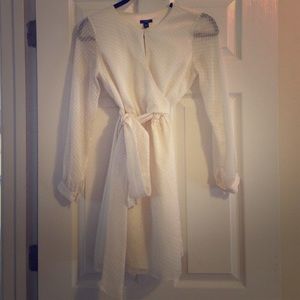 White dress with sheer long sleeves