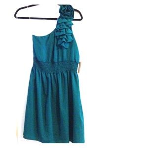 Turquoise one shoulder dress