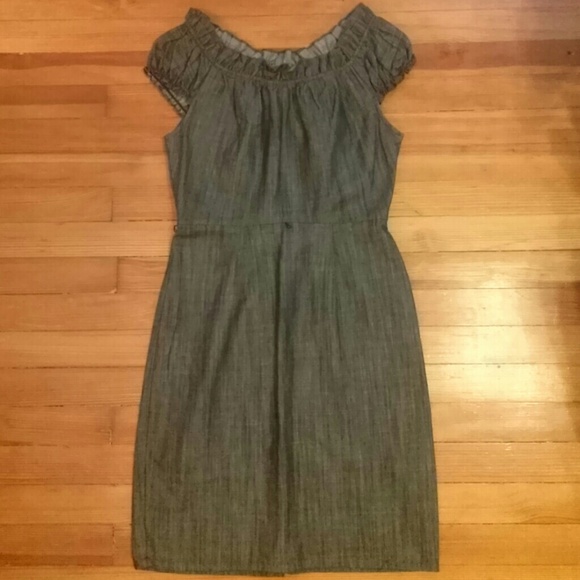 Denim ruffle neck dress by A.B.S. size 4