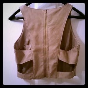Faux Leather Tan Crop Top