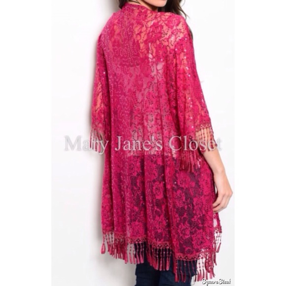 Sequin magenta kimono sz Lrg - Picture 2 of 3