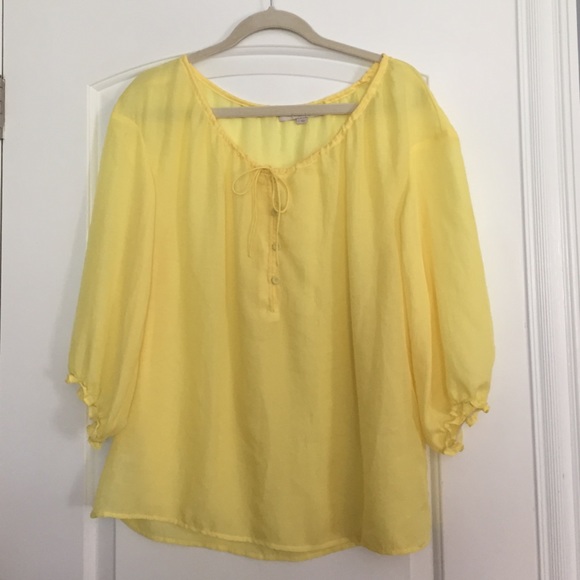 NWOT Ann Taylor Loft Yellow Shirt Size Large