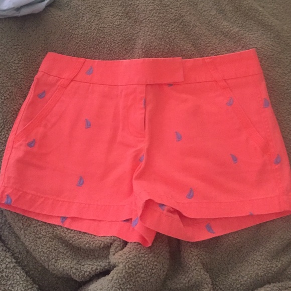 J. CREW coral sailboat shorts