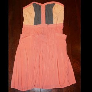 Summer strapless dress.