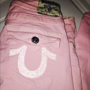 True religion pink jeans with Swarovski elements