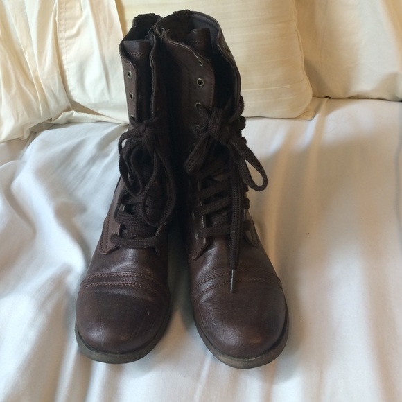 brown combat boots