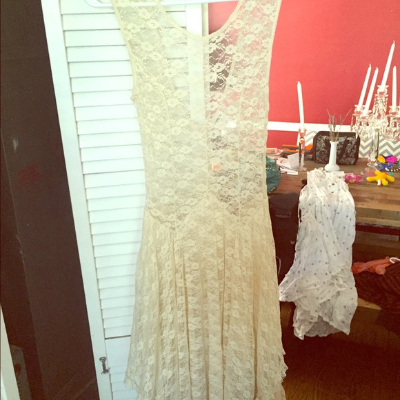 Free People Cream Ruffle dress