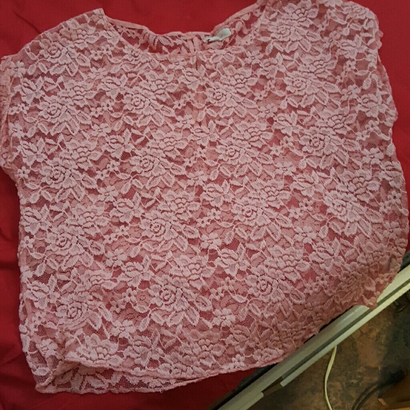 Tops - Pink see thru lace top