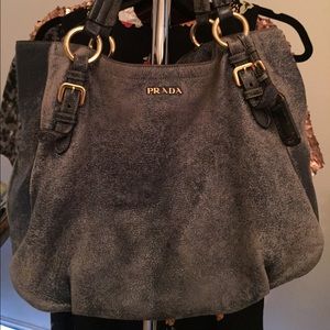 Prada deerskin distressed shoulder bag