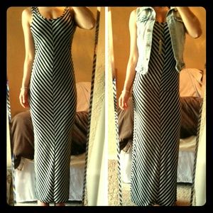 Black & Grey Striped Maxi Dress