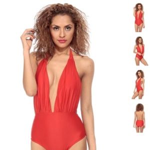 Sexy Halterneck Red 1 piece swim suit, never worn