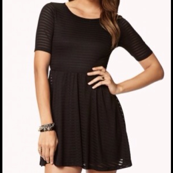 Forever21 Striped Black Skater Skirt
