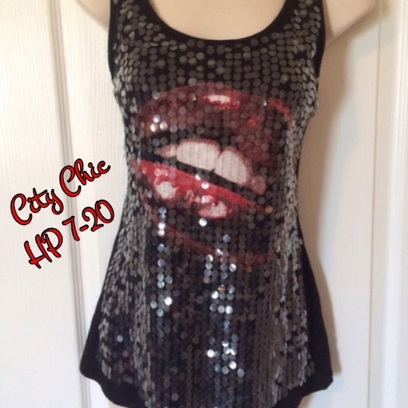 Charlotte Russe Tops - 🎉🎉HP CITY CHIC 7-20🎉🎉 💋💋Sexy sequin tank💋💋