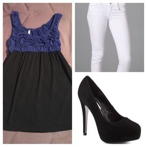 Blue and black tank top!!