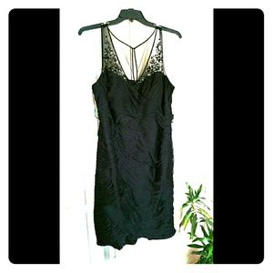 embellished beaded sheer neckline dress