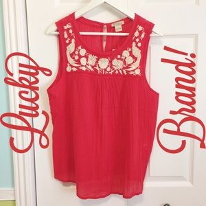 NWT! ❤️ Embroidered boho flowy red tank top