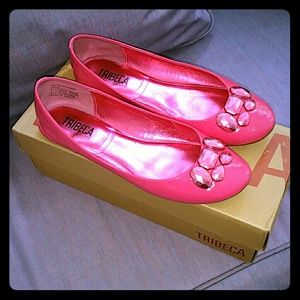 Adorable Pink Flats with Metallic Embellishments