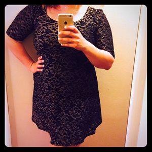 Black and gold lace skater dress- reversible!